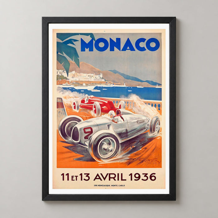 Monaco Grand Prix 1936 Vintage Racing Poster - Framed/Unframed