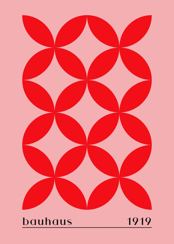 Bauhaus 1919 Geometric Red Pattern - Vintage Design Art Print