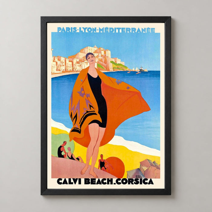 Calvi Beach Corsica Vintage Travel Poster by Roger Broders