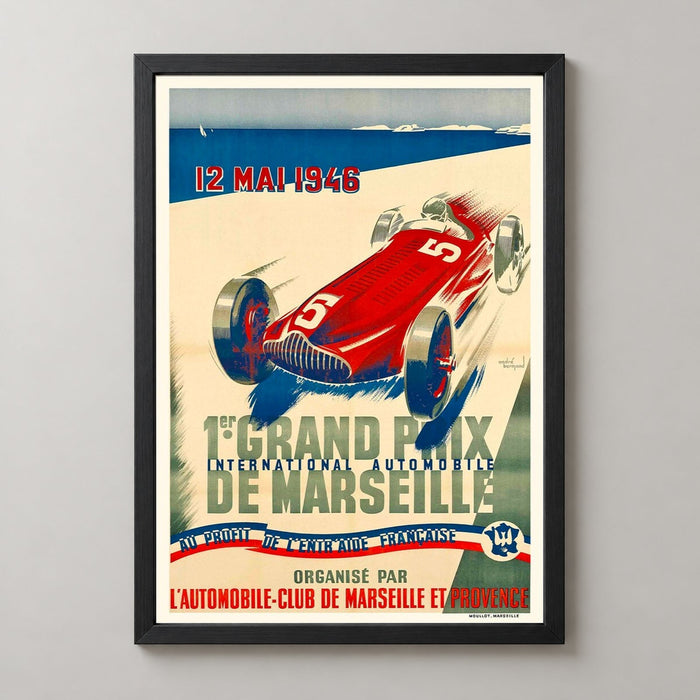 1er Grand Prix de Marseille 1946 - Vintage Racing Poster Art by André Bermond