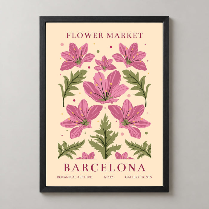 Flower Market in Barcelona - Vibrant Botanical Art Print