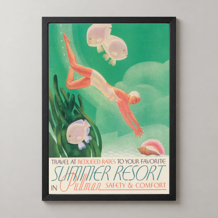 Vintage Summer Resort Travel Poster - Underwater Adventure Art Print