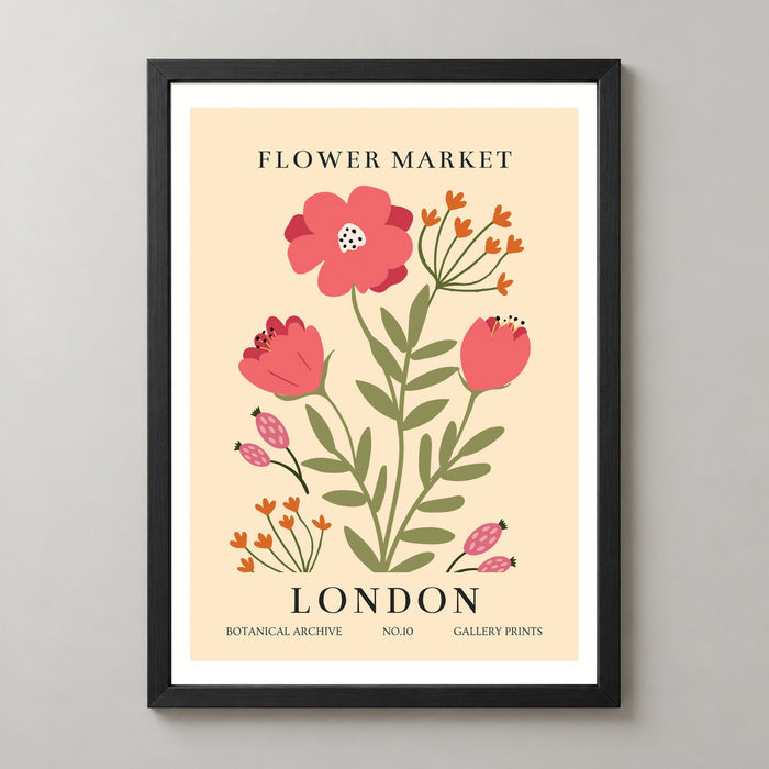 Vintage Flower Market Botanical Art Print - London Edition