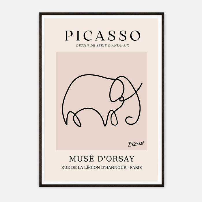 Picasso's Minimalist Elephant - Iconic Line Drawing Art Print