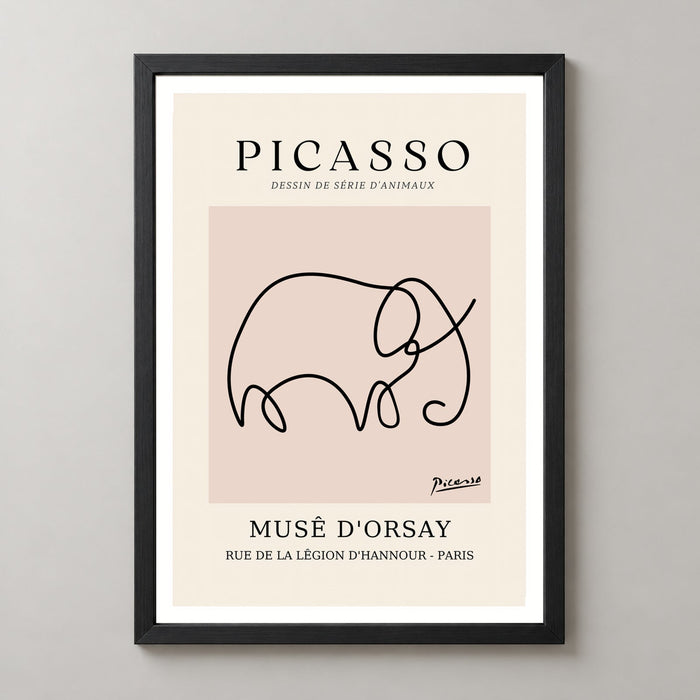Picasso's Minimalist Elephant - Iconic Line Drawing Art Print