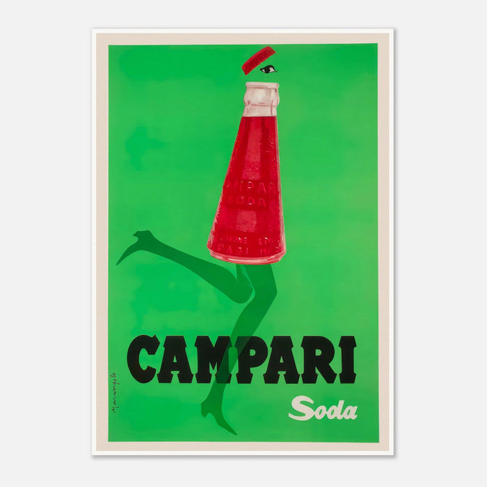 Campari Poster - Red bottle running, with green legs - Vintage Advertising Poster