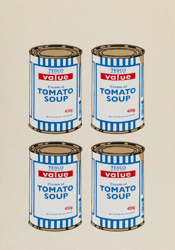 Banksy Four Soup Cans - Gold on Cream, 2005