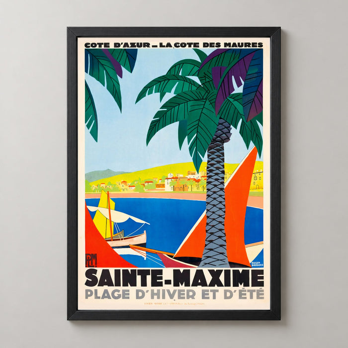 Sainte Maxime French Riviera France Vintage Travel Poster