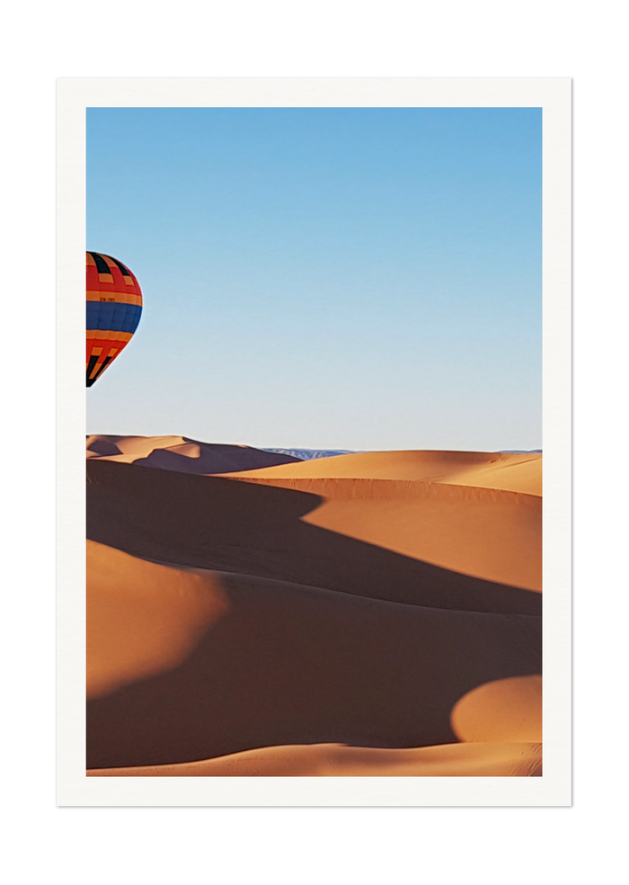 Vibrant Hot Air Balloons Over Desert Landscape Art Print