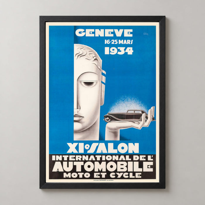 XI International Motor Show Geneva 1934 Switzerland Vintage Advertising Poster