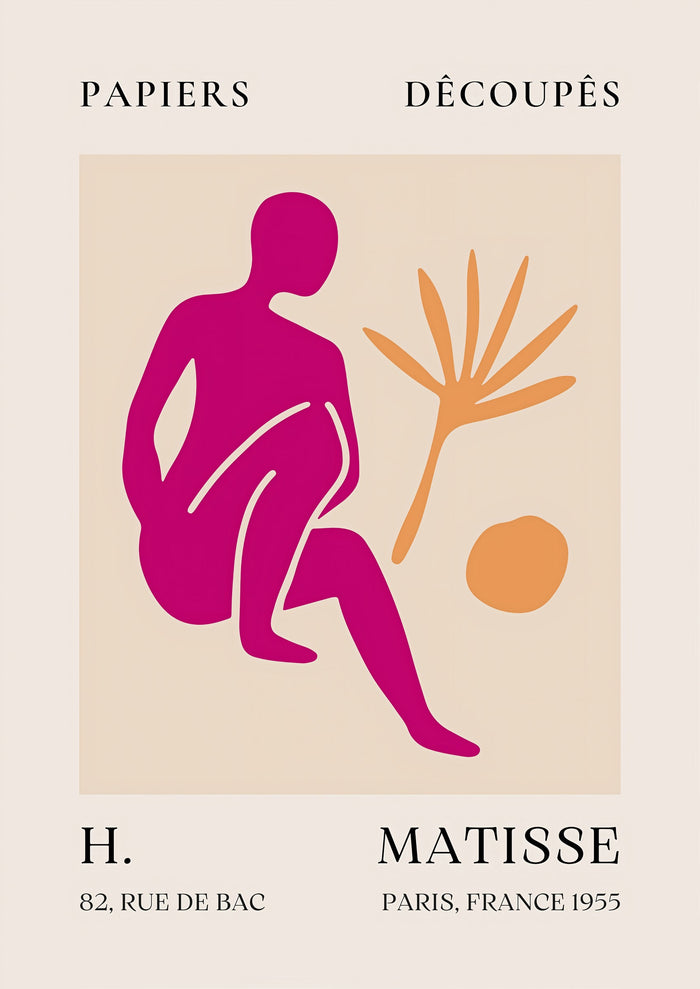 Papiers Découpés H. Matisse Print Pink Silhouette (1955)