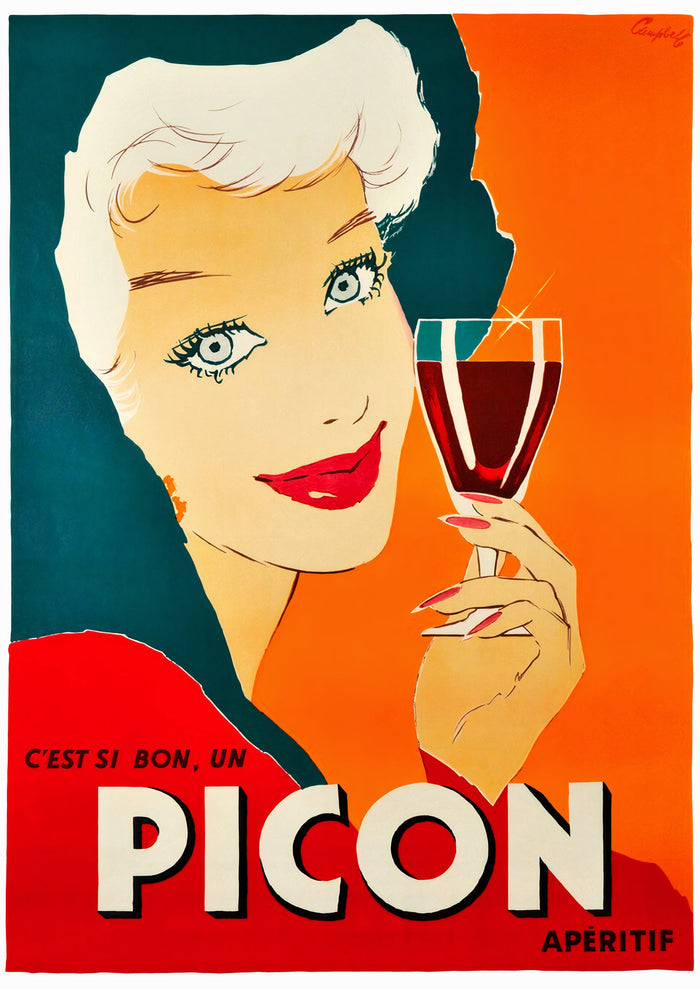 Picon Aperitif Französisches Vintage-Werbeplakat von Marcus Campbell