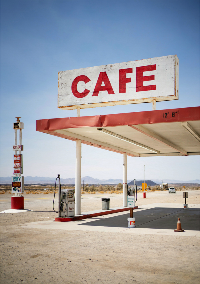 Retro Desert Cafe and Gas Station Art Print