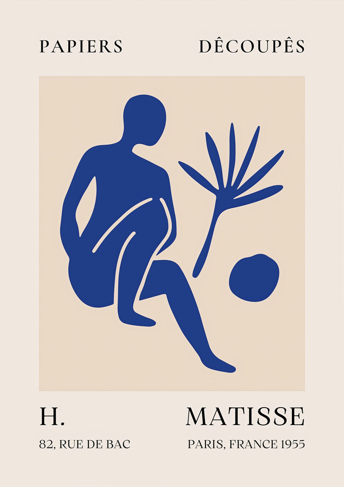 Papiers Découpés H. Matisse Print Blue Silhouette (1955)