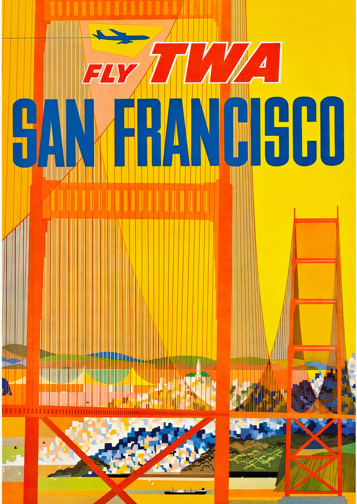 San Francisco United States Airline Vintage Travel Poster