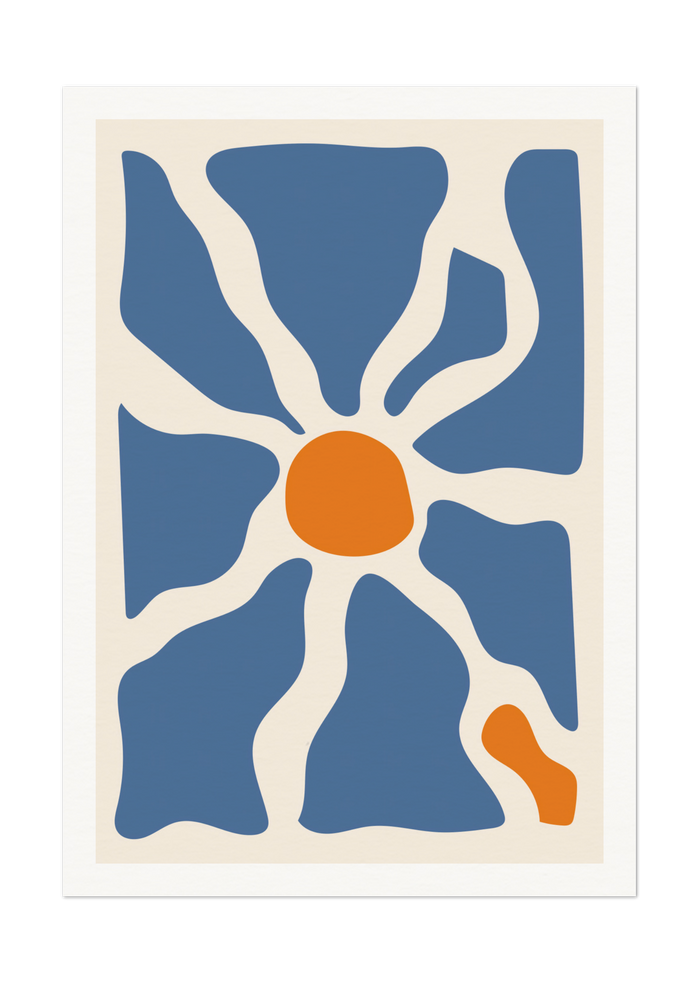 Bold Abstract Sun and Waves Art Print - Modern Minimalist Design