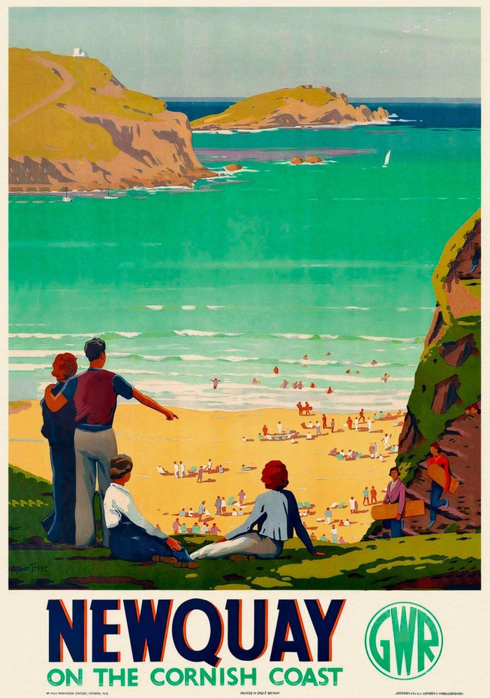 Newquay on the Cornish Coast Vintage Travel Poster
