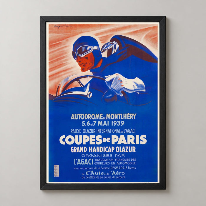 Autodrome of Montlhery France Automobile Rally Olazar 1939 Vintage Racing Poster