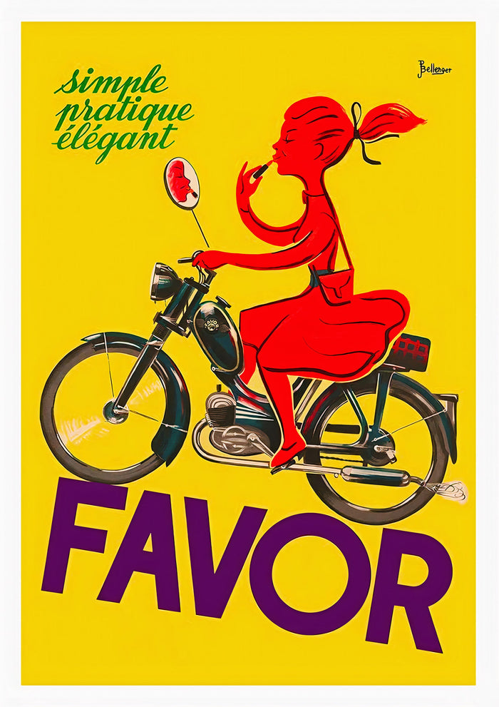 Bevorzugen Sie Lippenstift-Mädchen auf einem Fahrrad-Weinlese-Werbeplakat