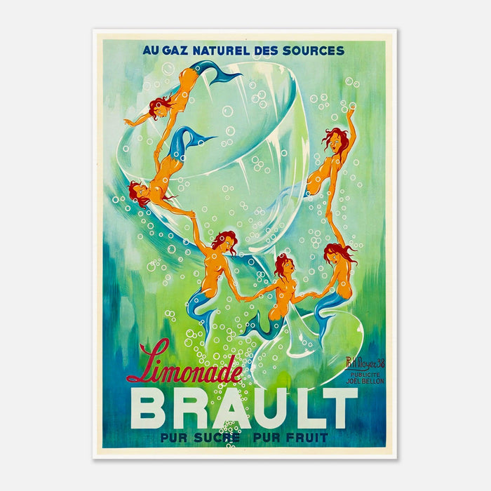 Brault Lemonade Vintage Advertising Poster - Nostalgic and Vibrant Framed Print