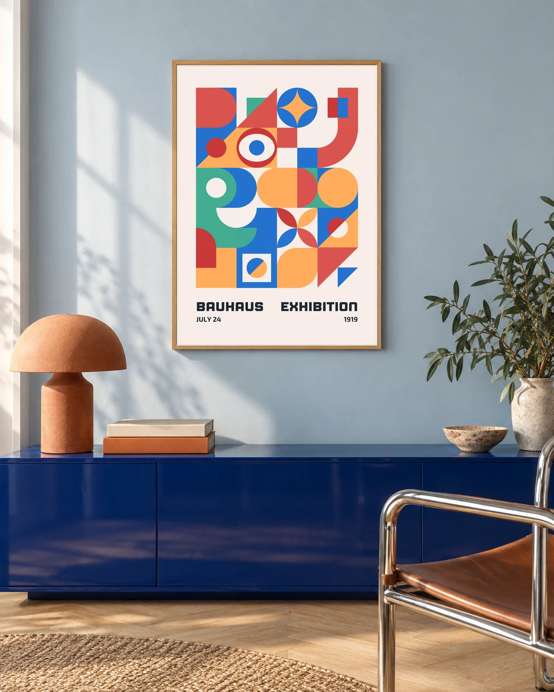 Bauhaus Colour Assembly Art Print in a styled interior