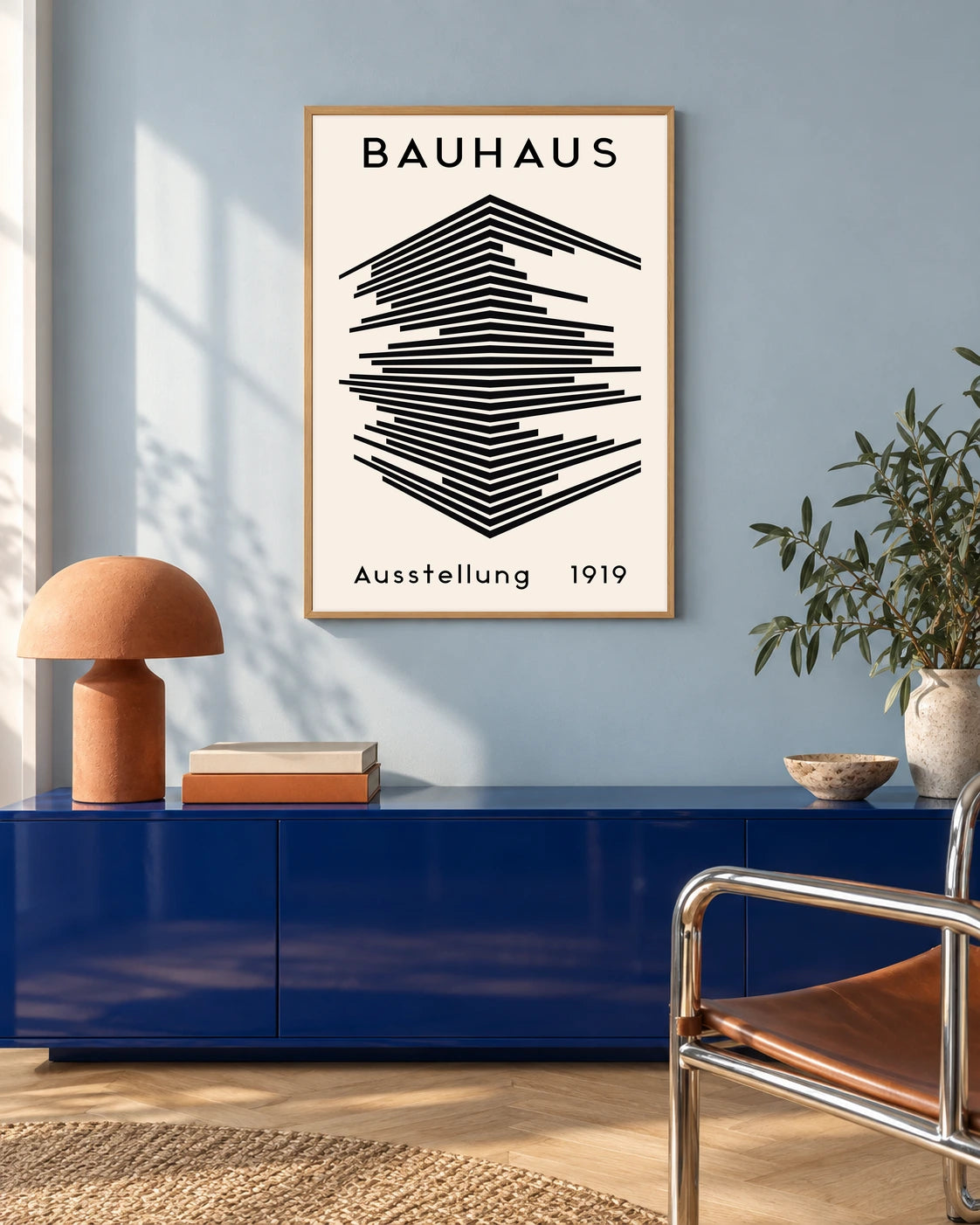 Bauhaus Stacked Lines Art Print in a styled interior