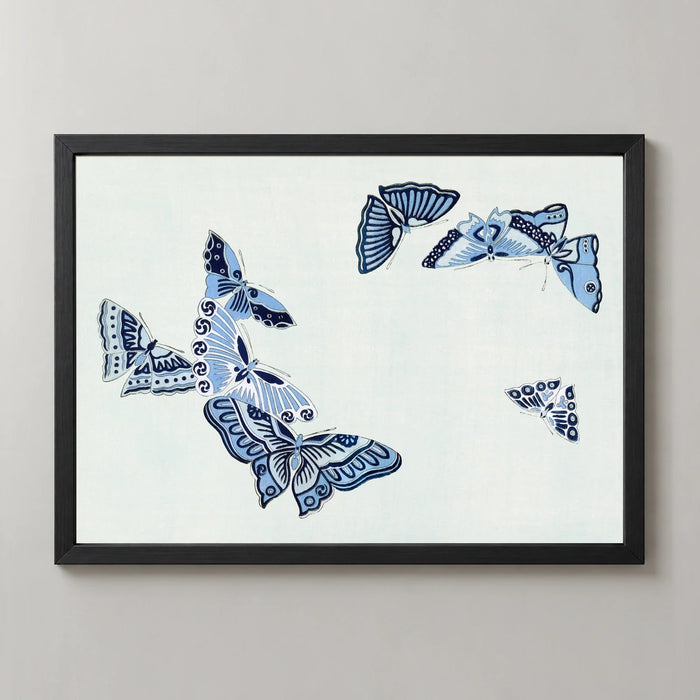 Blue Butterfly Dance Art Print by Kamisaka Sekka