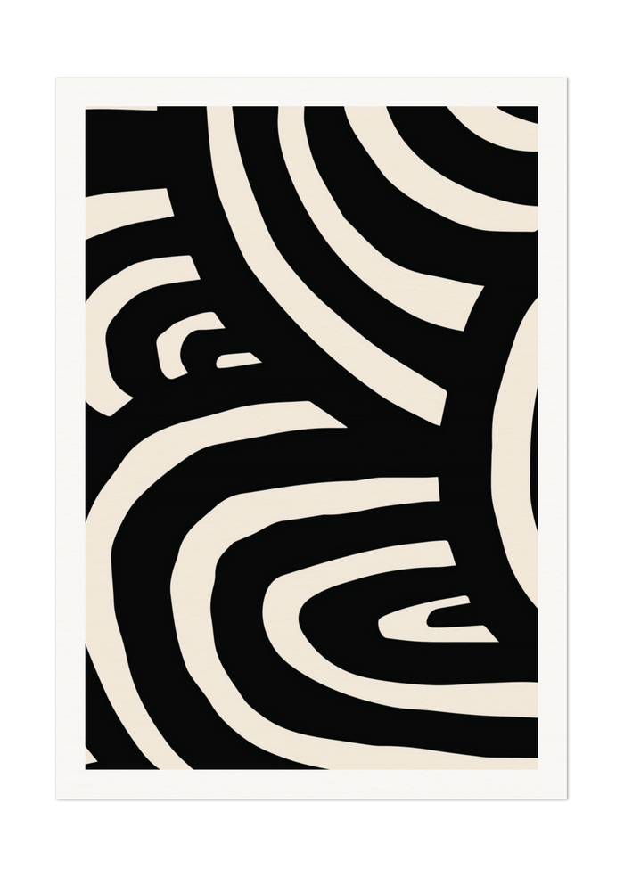 Modern Abstract Monochrome Line Art Print