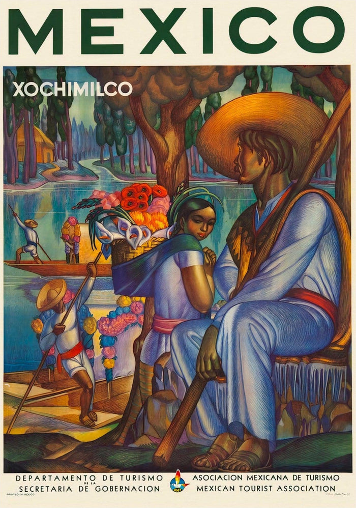 Mexiko Xochimilco Vintage Reiseposter | Seltener Kunstdruck