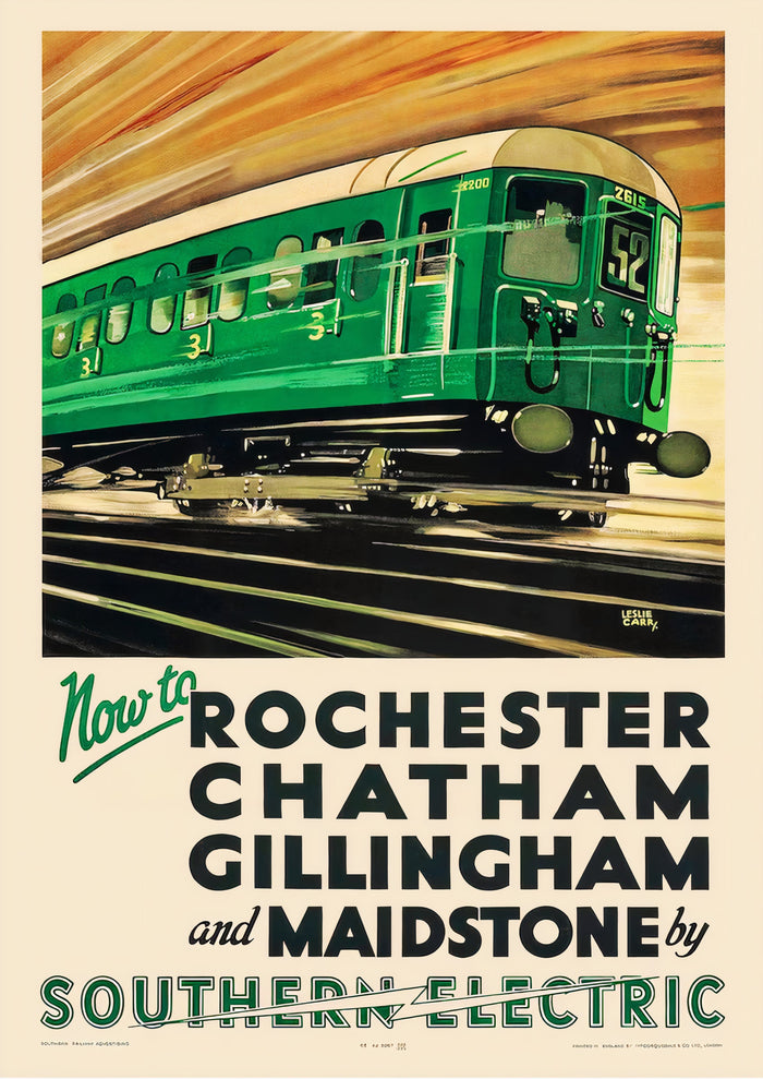 Rochester Chatham Gillingham and Maidstone by Southern Railway - Vintage Railway Poster