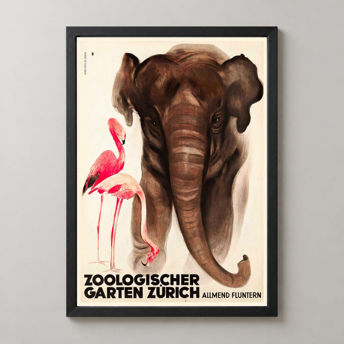 Zoological Garden Zurich Switzerland Vintage Advertising Poster