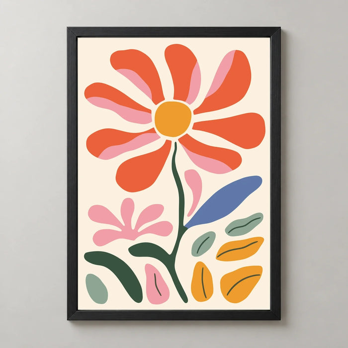 Coral Daisy and Pink Flowers Art Print