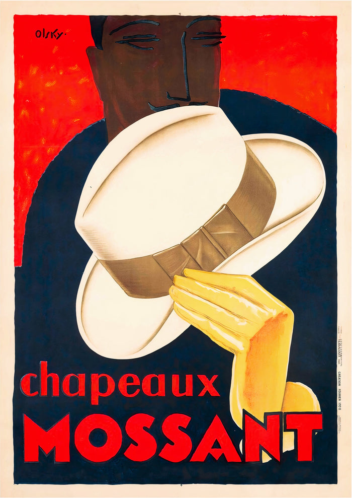 Chapeaux Mossant Vintage Werbeplakat von Olsky 1928