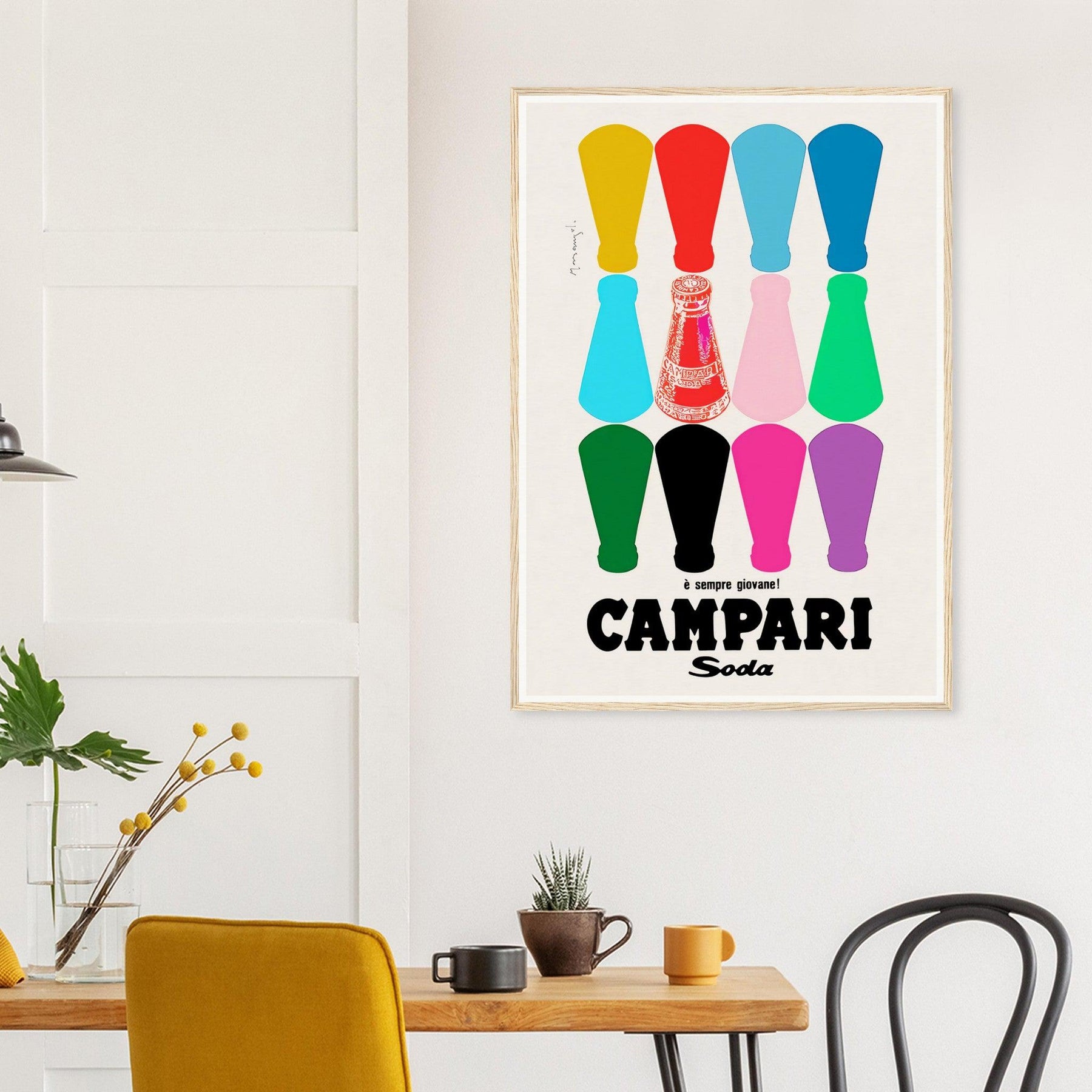 Campari Poster - Colourful Bottles - Vintage Advertising Poster in a styled interior
