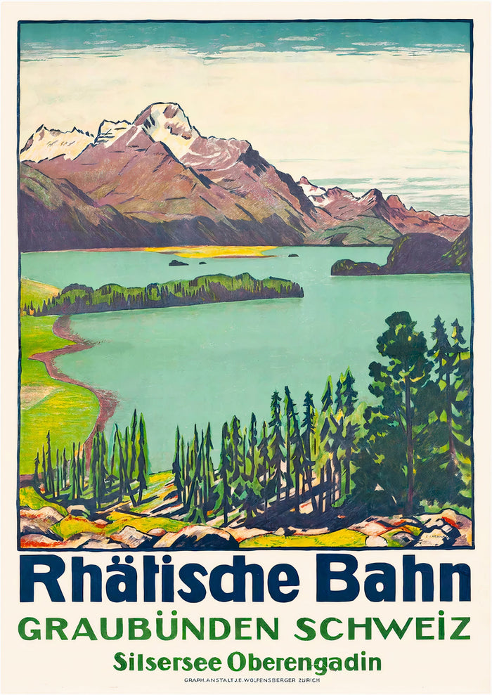 Rhaetian Railway Graubünden Switzerland Vintage Travel Poster