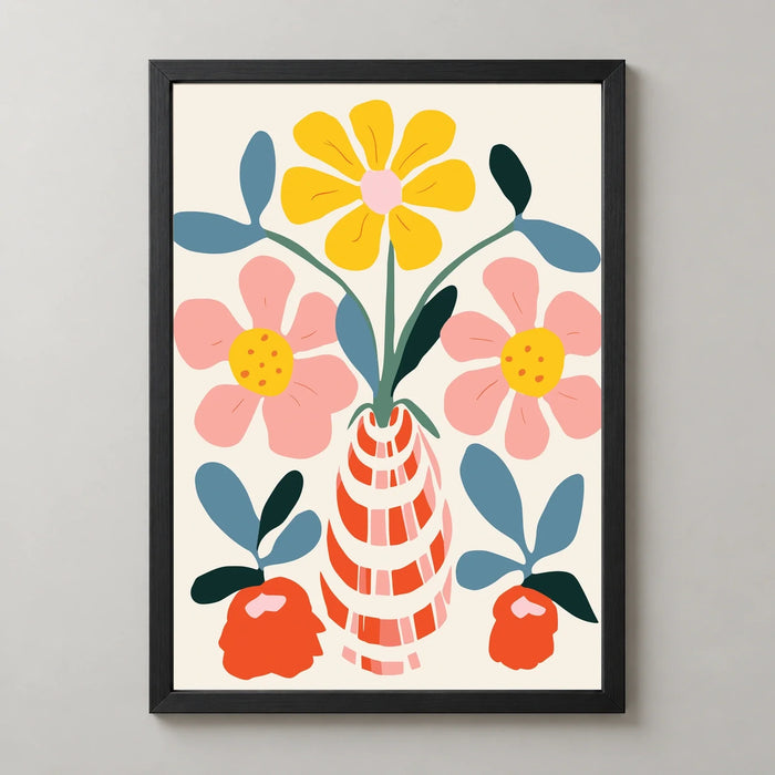 Flowers in a Striped Vase Art Print