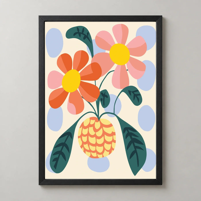 Folk Flowers in a Yellow Vase Art Print