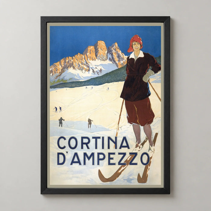 Cortina d’Ampezzo — Skier Vintage Travel Poster