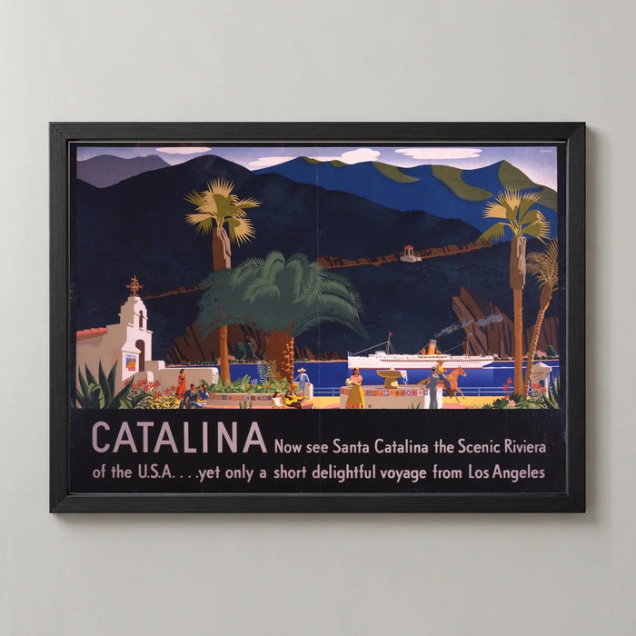 Santa Catalina Island at Night Vintage Travel Poster