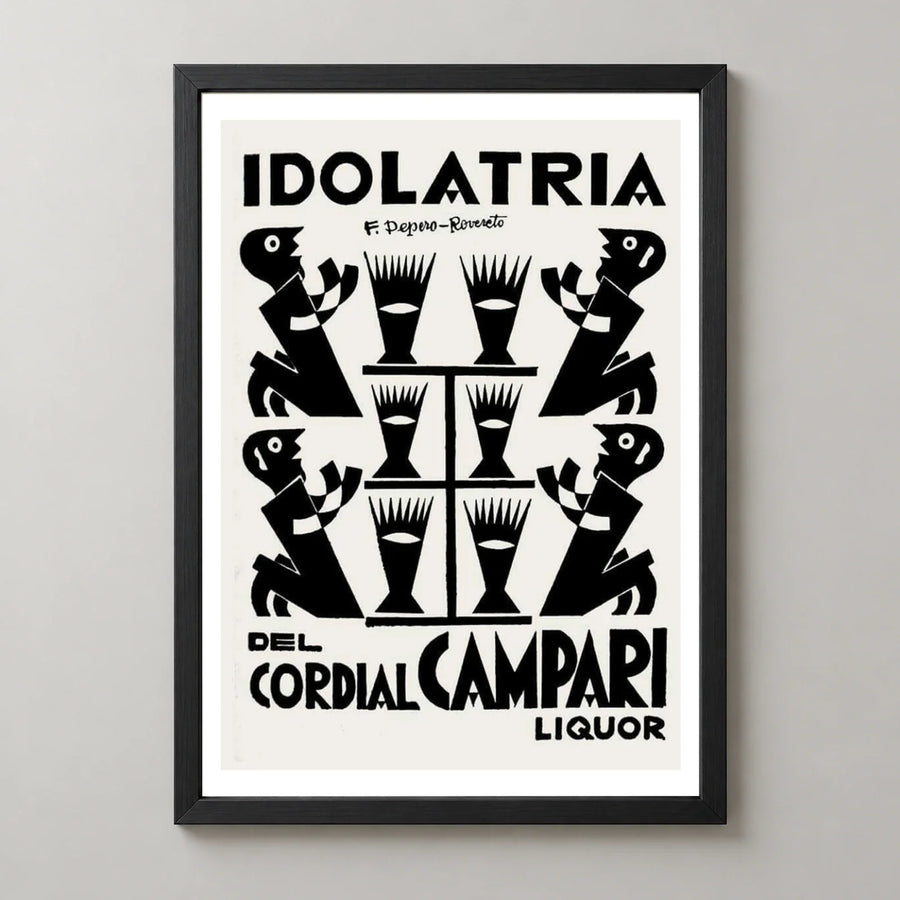 Idolatria del Cordial Campari Poster by Fortunato Depero — black frame