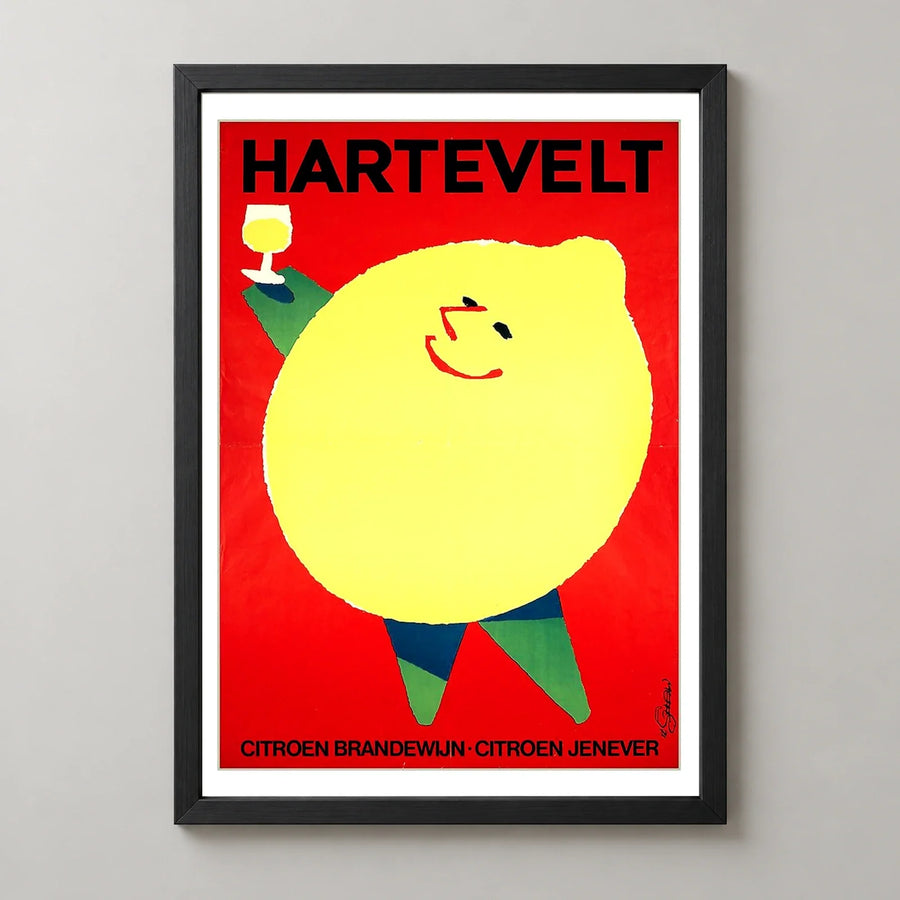 Hartevelt Citroen Jenever Lemon Poster — black frame