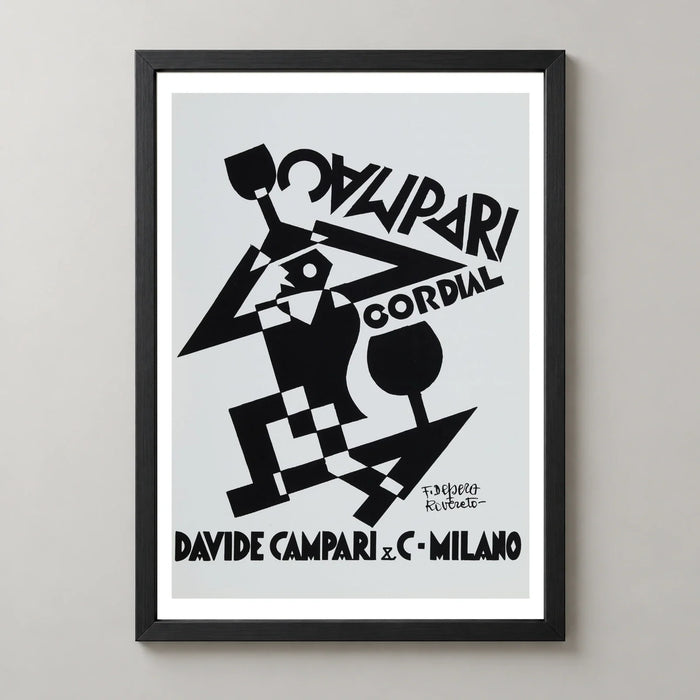 Campari Cordial Black and White Figure Poster by Fortunato Depero