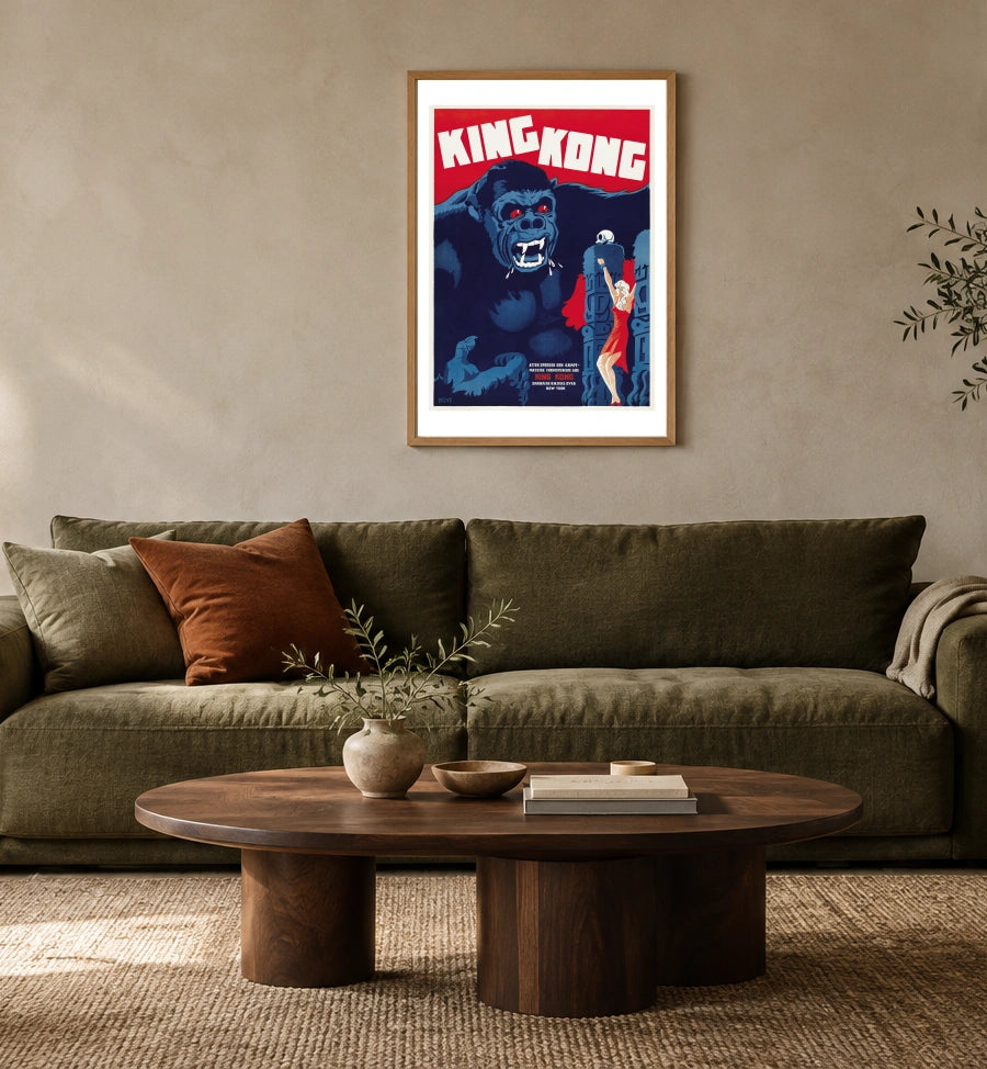 King Kong Danish Vintage Movie Poster (1933) in a styled interior