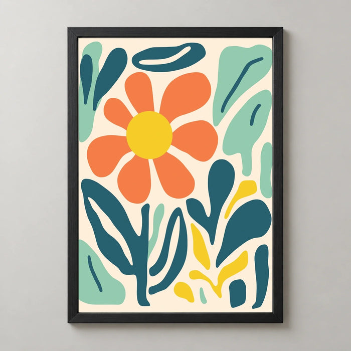 Orange Daisy and Leaves Art Print