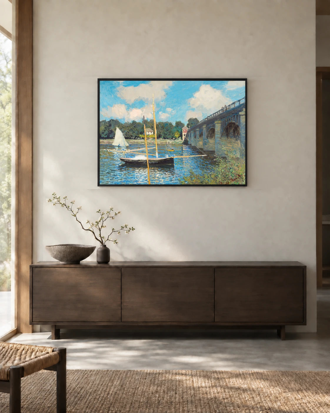 The Bridge at Argenteuil Art Print by Claude Monet in a styled interior