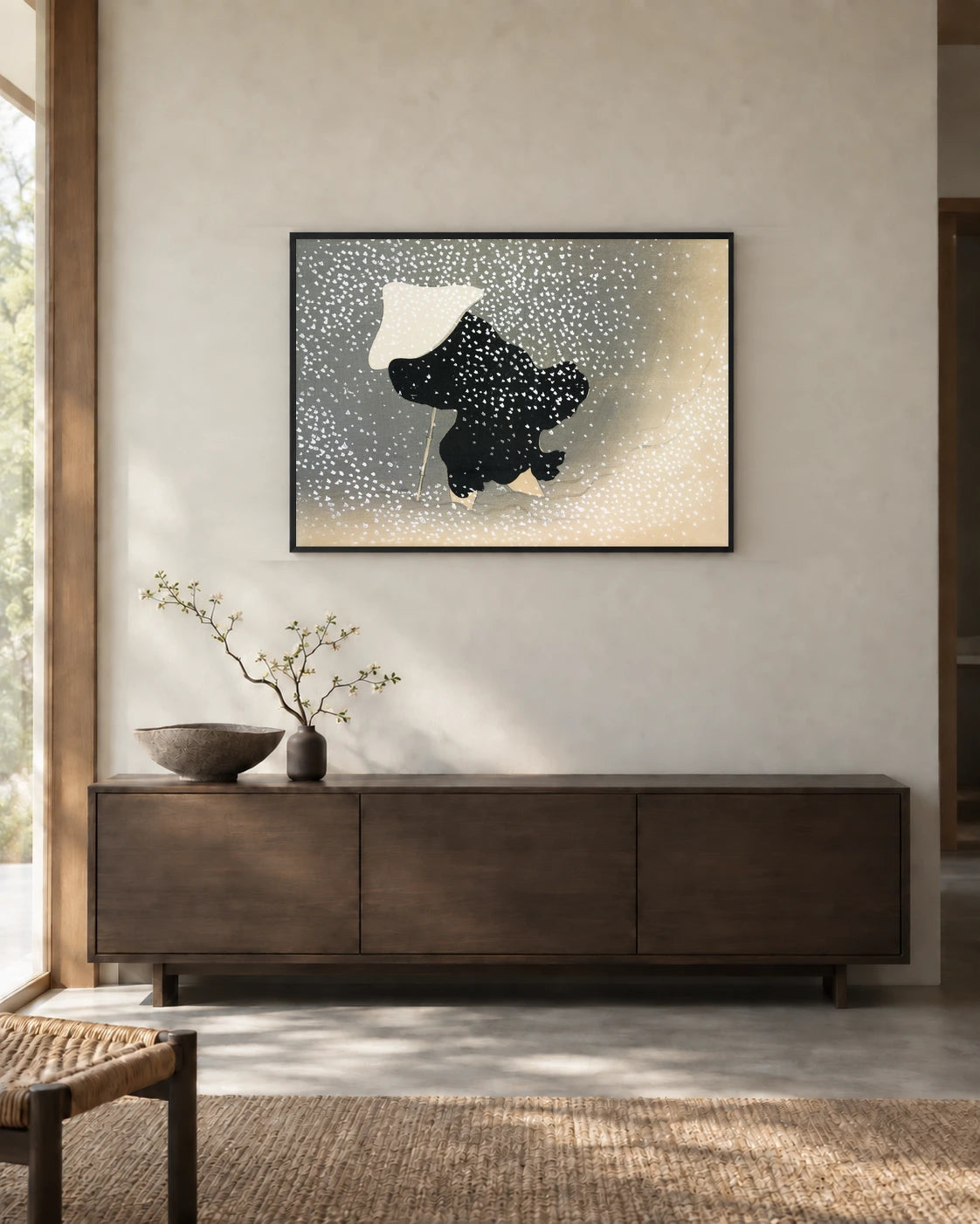 Traveller in Snow Art Print in a styled interior