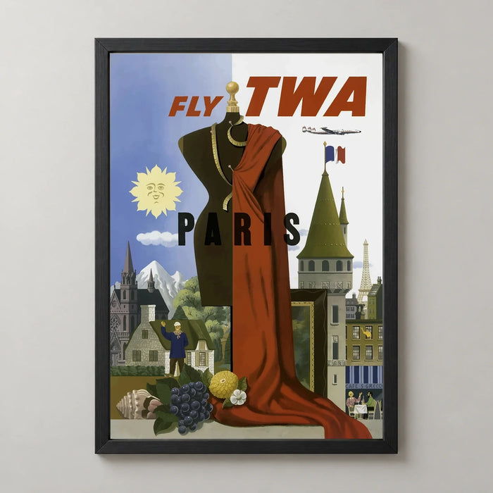 TWA Paris Vintage Travel Poster