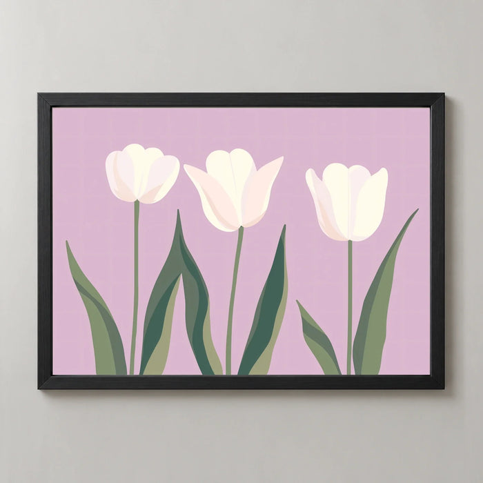 White Tulips on Lavender Art Print