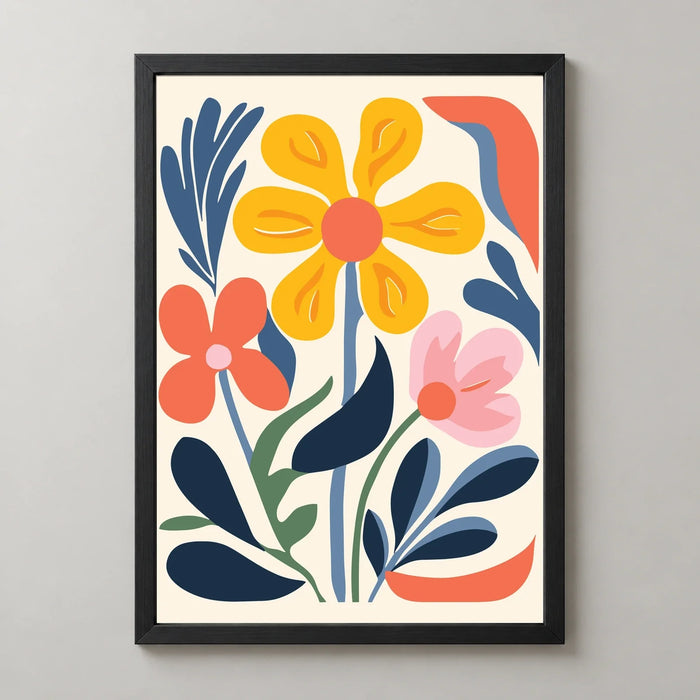 Yellow and Pink Folk Flowers Art Print