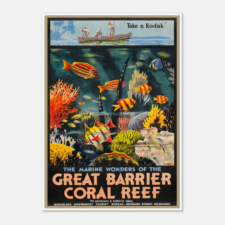 Great Barrier Coral Reef Queensland Australia Vintage Travel Poster by Percy Trompf
